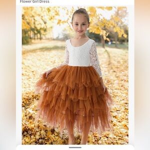 2Bunnies Girl Peony Lace Back A-Line Tiered Tutu Tulle Party Flower Girl Dress